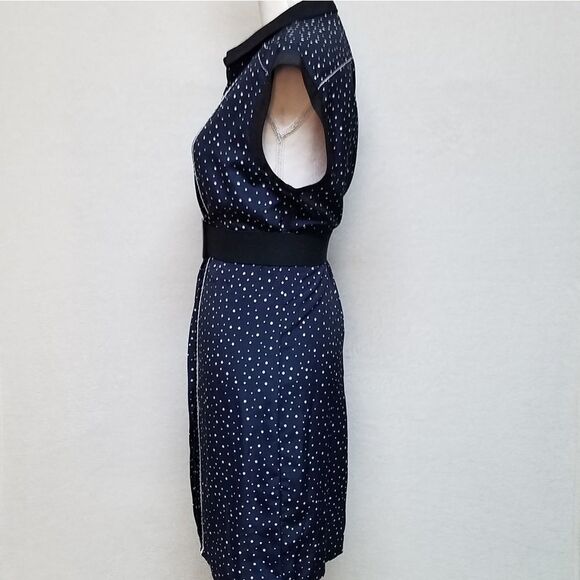 JASON Wu for Target Blue Polka Dot Sleeveless Collared Pleated Shift Mini Dress - Picture 7 of 12
